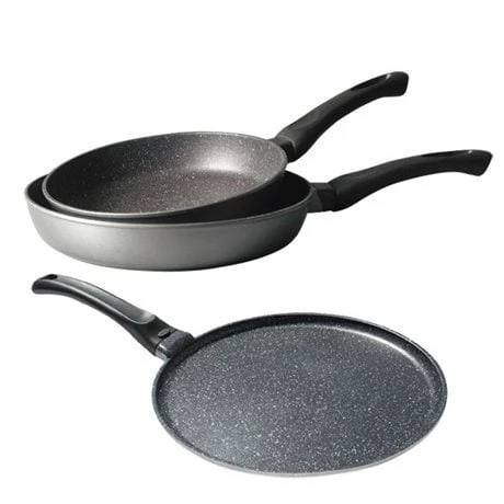 Lot 3 Pièces - 2 Poêles 24 Et 28 Cm Et Une Crêpière Avec Revêtement Dur Comme La Pierre 1 Lot 3 Pièces - 2 Poêles 24 Et 28 Cm Et Une Crêpière Avec Revêtement Dur Comme La Pierre