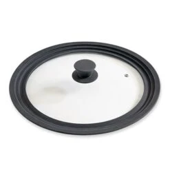 Couvercle En Verre Et Silicone Noir Multidiamètres 28, 30 Et 32 Cm