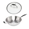 Lot Wok Tout Inox Et Couvercle Verre 30 Cm Excell'Inox