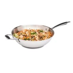 Lot Wok Tout Inox Et Couvercle Verre 30 Cm Excell'Inox -Cuisine À Domicile 209005 2 1 Lot wok tout inox et couvercle verre 30 cm Excell Inox Mathon