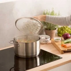 Faitout Inox 24 Cm Avec Panier Passoire Rotatif Et Couvercle En Verre 6,7 L -Cuisine À Domicile 273095 3 4 Faitout inox 24 cm avec panier passoire rotatif et couvercle en verre 6 7 L Mathon