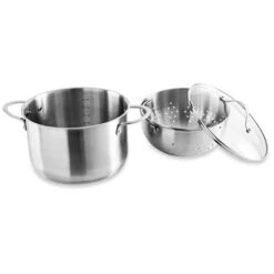 Faitout Inox 24 Cm Avec Panier Passoire Rotatif Et Couvercle En Verre 6,7 L -Cuisine À Domicile 273095 4 4 Faitout inox 24 cm avec panier passoire rotatif et couvercle en verre 6 7 L Mathon