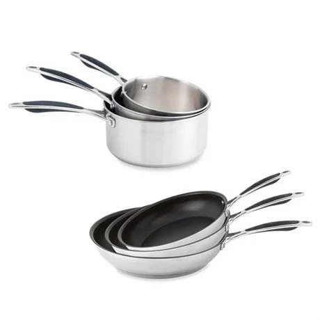 Batterie De Cuisine Excell'inox 3 Poêles Inox Revêtu Et 3 Casseroles Inox 1 Batterie De Cuisine Excell'inox 3 Poêles Inox Revêtu Et 3 Casseroles Inox