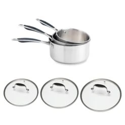 Lot 3 Casseroles Et Couvercles Inox Et Verre Excell'inox