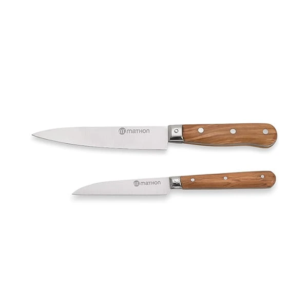 Set Couteau D'office Et Couteau De Chef En Bois D'olivier Et Lame Inox 1 Set Couteau D'office Et Couteau De Chef En Bois D'olivier Et Lame Inox