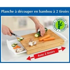 Planche à Découper En Bambou à 2 Tiroirs -Cuisine À Domicile 48132 2 3 Planche a decouper en bambou a 2 tiroirs Wenko by Maximex