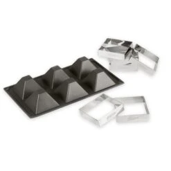 Patisse Moule Silicone 6 Pyramides+ 6 Cadres à Tartelettes