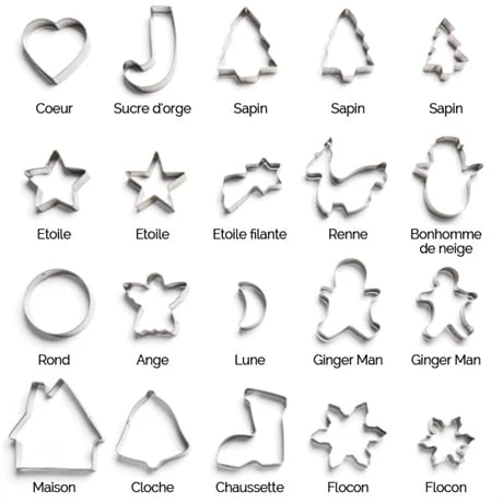 Set De 20 Emporte-pièces De Noël En Inox 1 Set De 20 Emporte-pièces De Noël En Inox