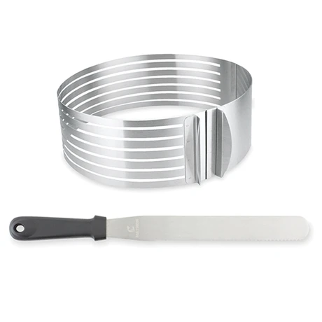 Set Couteau à Génoise Spatule à Glaçage Et Cercle à Trancher Extensible Inox 1 Set Couteau à Génoise Spatule à Glaçage Et Cercle à Trancher Extensible Inox
