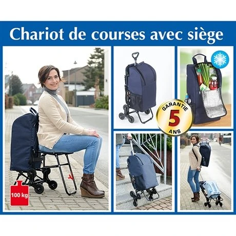 Chariot De Courses Avec Siège Bleu 3 Chariot De Courses Avec Siège Bleu – Image 3