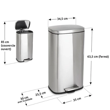 Poubelle De Cuisine En Inox 30 L 4 Poubelle De Cuisine En Inox 30 L – Image 4