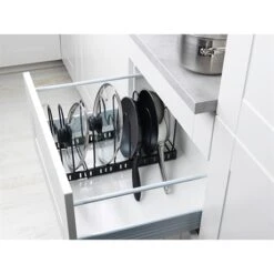 Rangement Extensible Pour Couvercles Et Poêles En Inox -Cuisine À Domicile 606022 2 1 Rangement extensible pour couvercles et Poeles en inox Wenko by Maximex