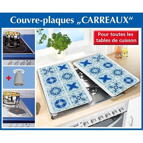 Set 2 Couvre-plaques Carreaux Bleus 4 Set 2 Couvre-plaques Carreaux Bleus – Image 4
