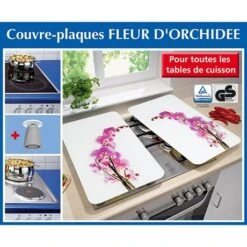 Set 2 Couvre-plaques Protection Motifs Orchidée -Cuisine À Domicile 62346 2 1 Set 2 couvre plaques protection motifs Orchidee Wenko by Maximex