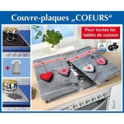 Set 2 Couvre-plaques Protection Motifs Coeurs -Cuisine À Domicile 62367 2 5 Set 2 couvre plaques protection motifs Coeurs Wenko by Maximex