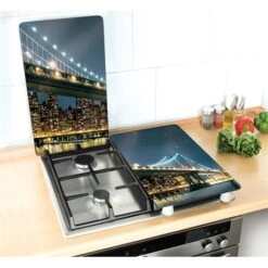 Set 2 Couvre-plaques Protection Motif Brooklyn -Cuisine À Domicile 62379 2 1 Set 2 couvre plaques protection motif Brooklyn Wenko by Maximex