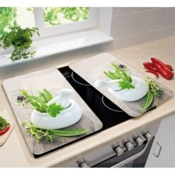 2 Couvre-plaques Protection Motifs Jardin De Fines Herbes -Cuisine À Domicile 62903 3 1 2 couvre plaques protection motifs Jardin de fines herbes Wenko by Maximex
