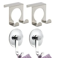 Lot 2 Crochets De Porte + 2 Crochets Muraux