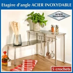 Étagère Angle 2 étages En Acier Inoxydable -Cuisine À Domicile 67544 2 1 Etagere angle 2 etages en acier inoxydable Wenko by Maximex
